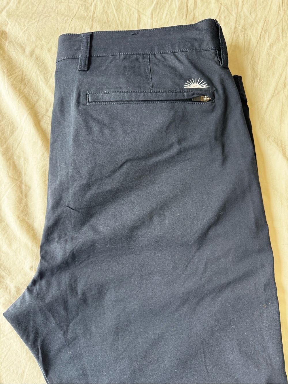 Faherty Navy Stretch Chino Pants with Zip Back Pocket
